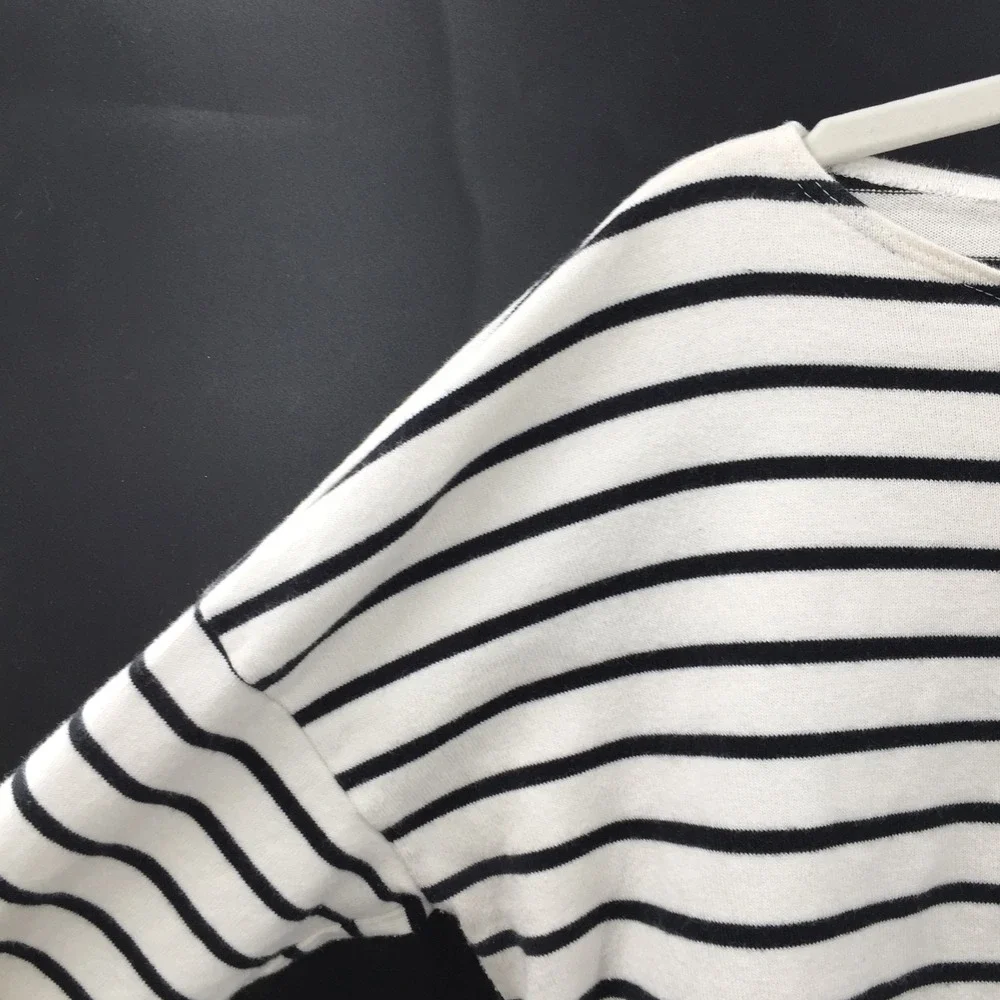 Hatch 100 cotton white black stripe chore pocket tunic Top long sleeve shirt 3 L